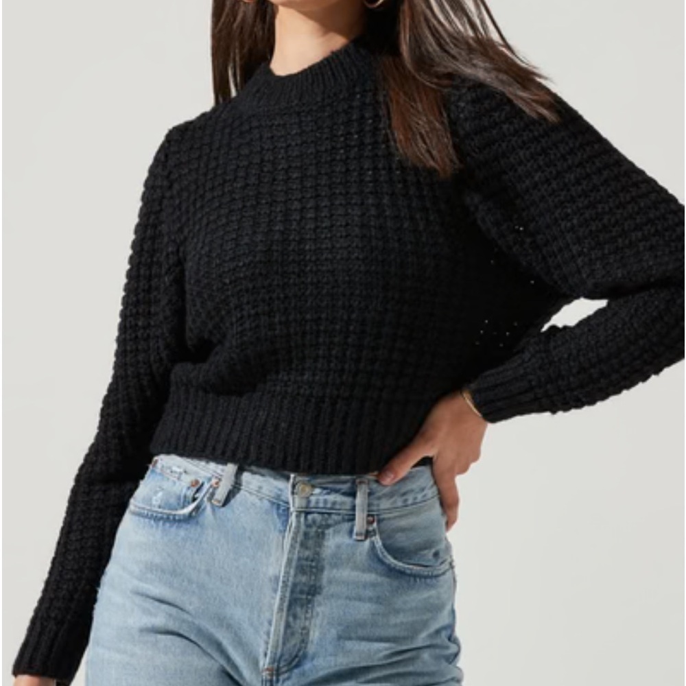 Zara Dolman Sleeve High Neck Chunky Knit Sweater SM Top Wool Acrylic Blend Black